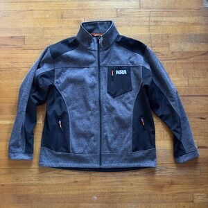 NRA Softshell Jacket Full Zip Windbreaker Outdoor Gray Black 3XL